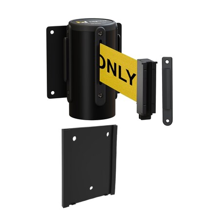 Montour Line Retr. Belt Barrier Removable Black Metal Wall Mt 8.5ft Auth...Belt (F) WM115-BK-AUTHYB-RM-S-85